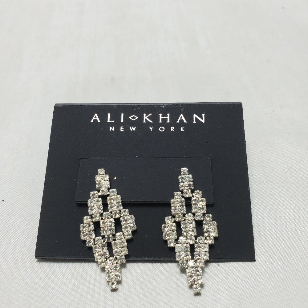 Ali Khan rhinestone drama drop pierced earring
